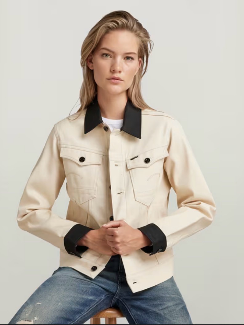 Nwt G-Star Raw Arc 3d Pm Jacket Ecru Contrast Collar Size Small